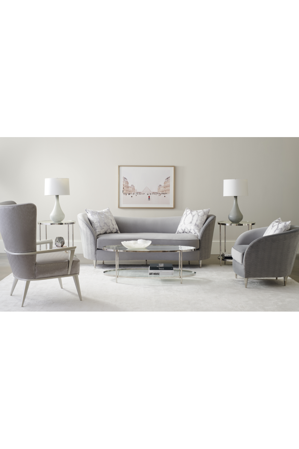   Gray Velvet Curved Sofa | Oroa.com