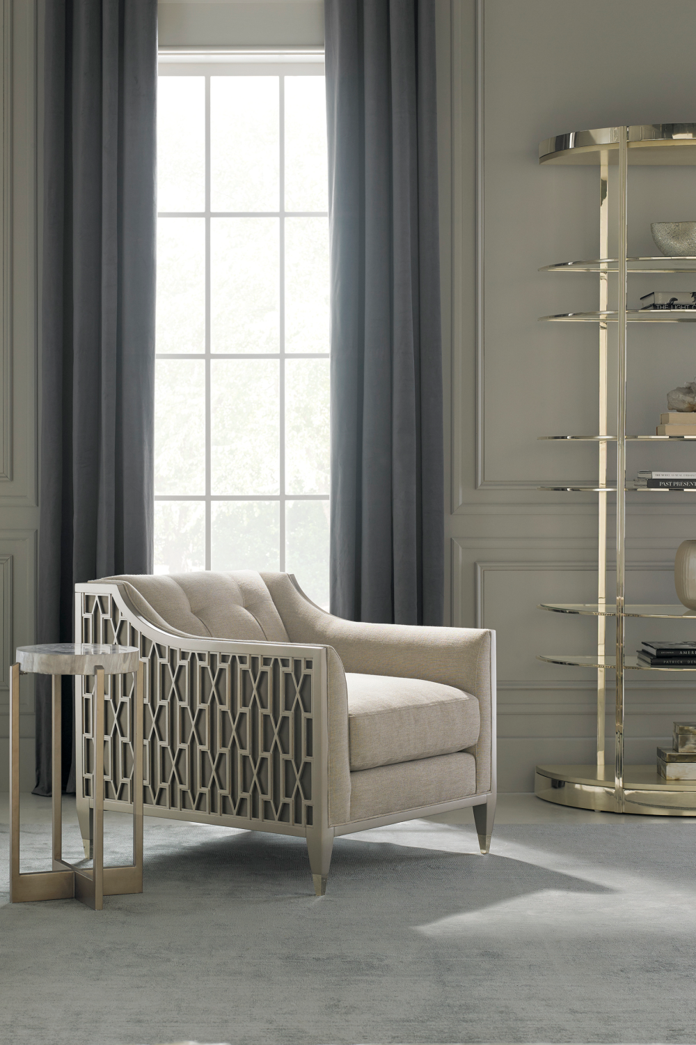   Half-Moon Gold Shelving Unit | Oroa.com