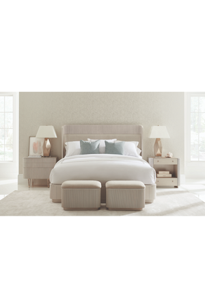   Beige Fluted Storage Ottoman | Oroa.com