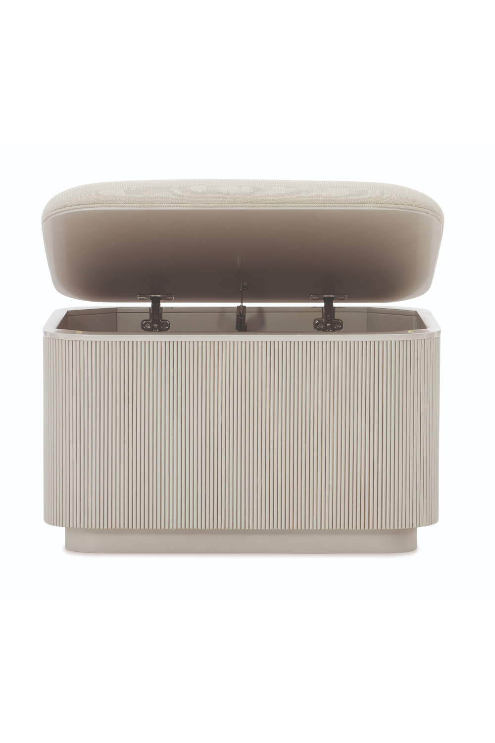   Beige Fluted Storage Ottoman | Oroa.com