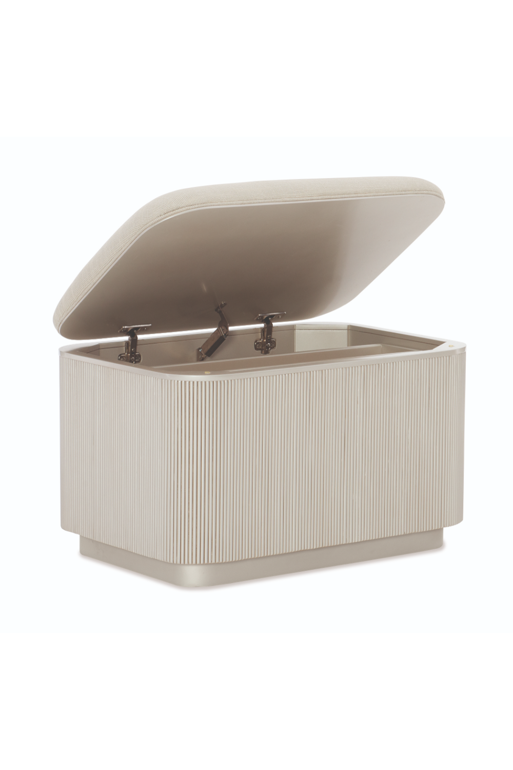   Beige Fluted Storage Ottoman | Oroa.com