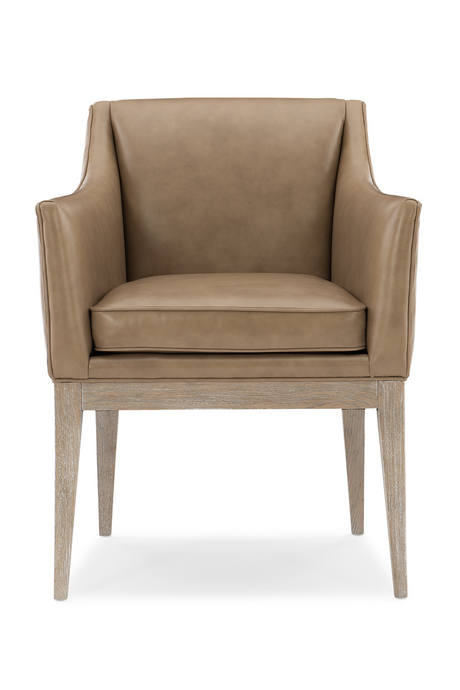   Brown Leather Dining Armchair | Oroa.com