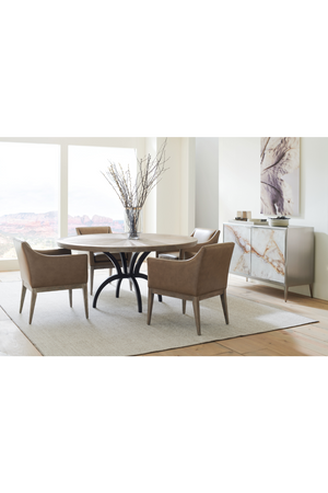   Brown Leather Dining Armchair | Oroa.com