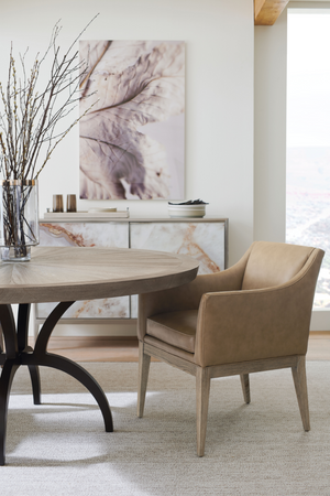   Brown Leather Dining Armchair | Oroa.com