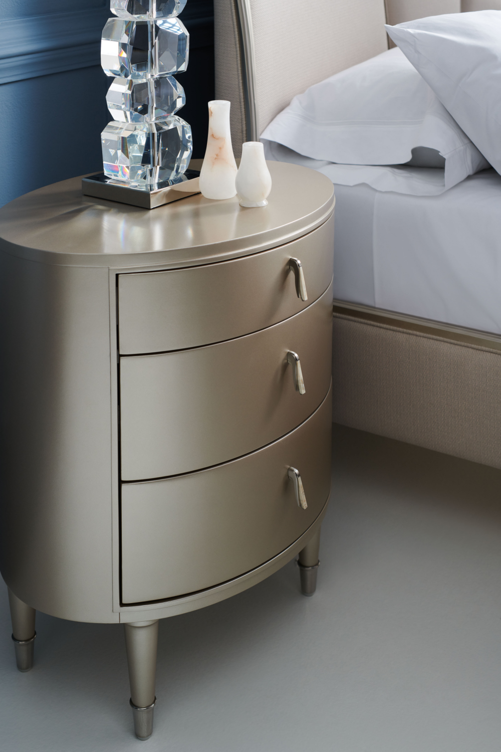   Oval Silver Nightstand | Oroa.com