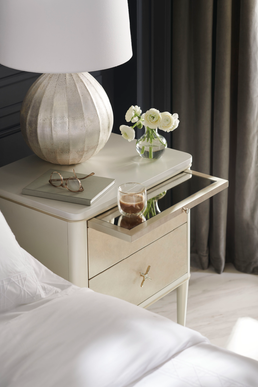   Modern Cream Nightstand | Oroa.com