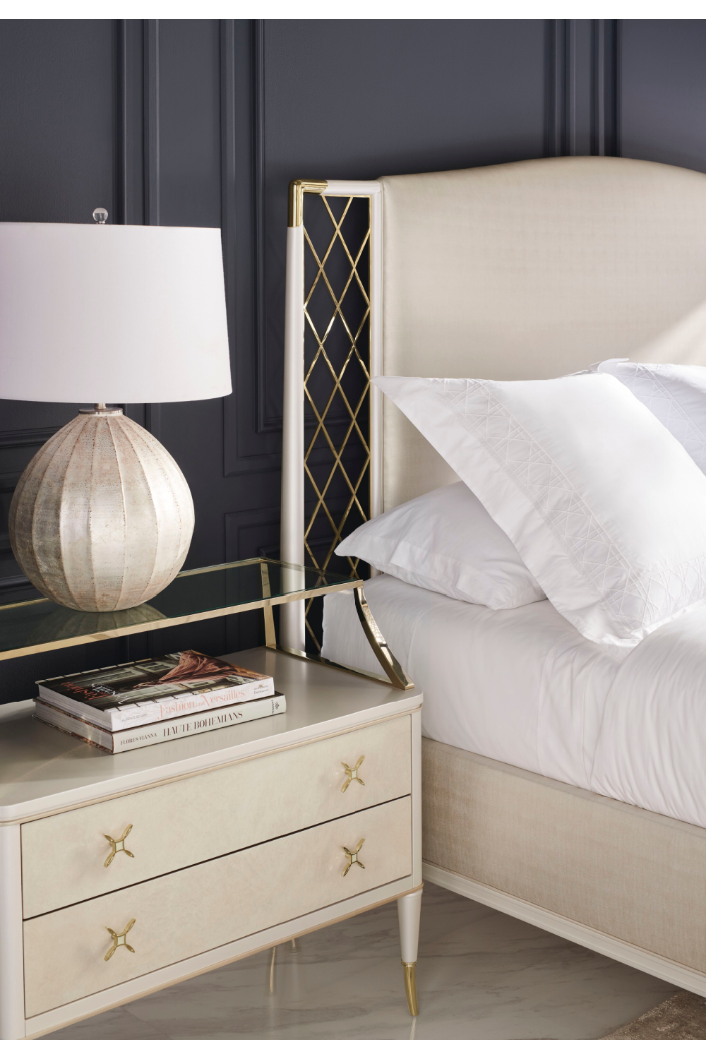   Beige Metal Trellis Bed | Oroa.com