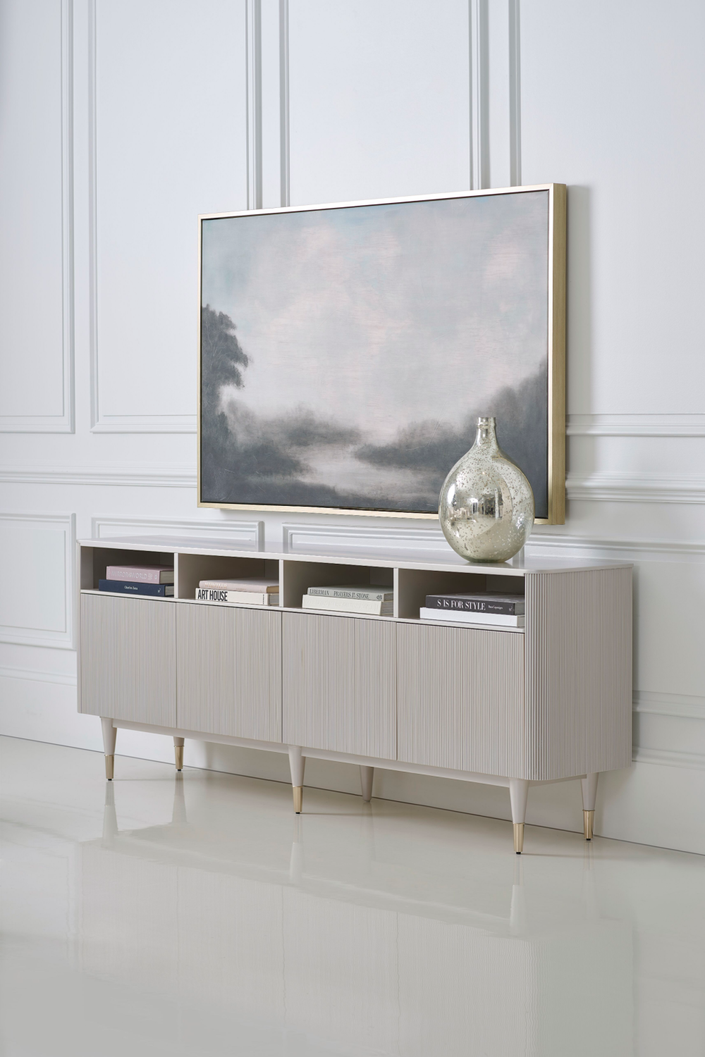   Taupe Reeded TV Cabinet | Oroa.com