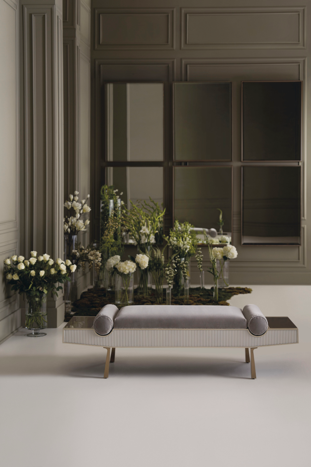   Gray Mohair Modern Bench | Oroa.com