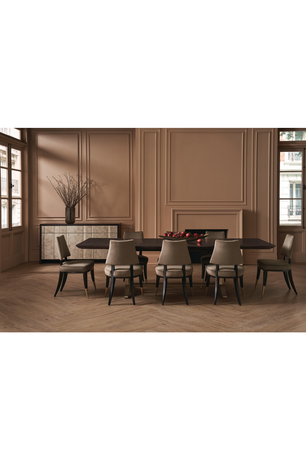   Taupe Velvet Dining Chair | Oroa.com
