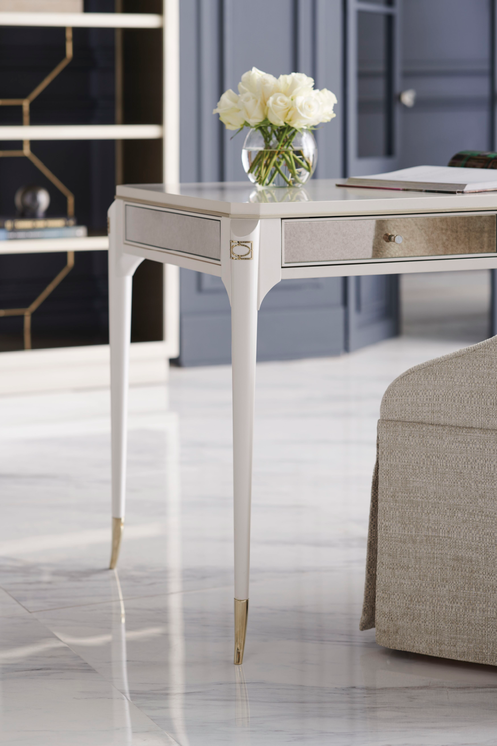   Taupe Metallic Modern Shelf | Oroa.com