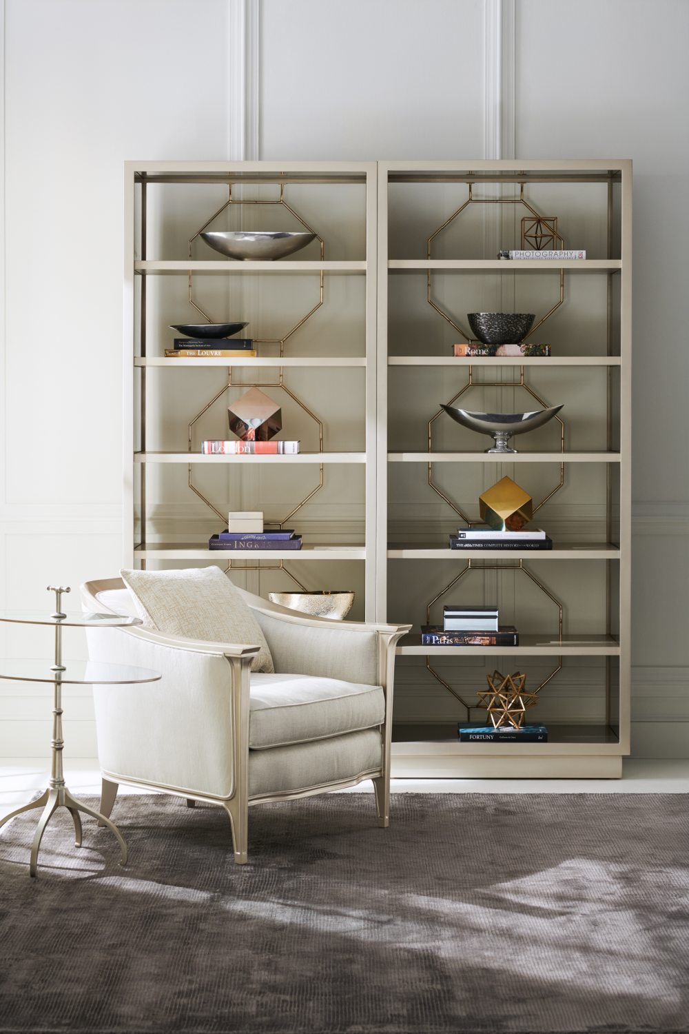   Taupe Metallic Modern Shelf | Oroa.com