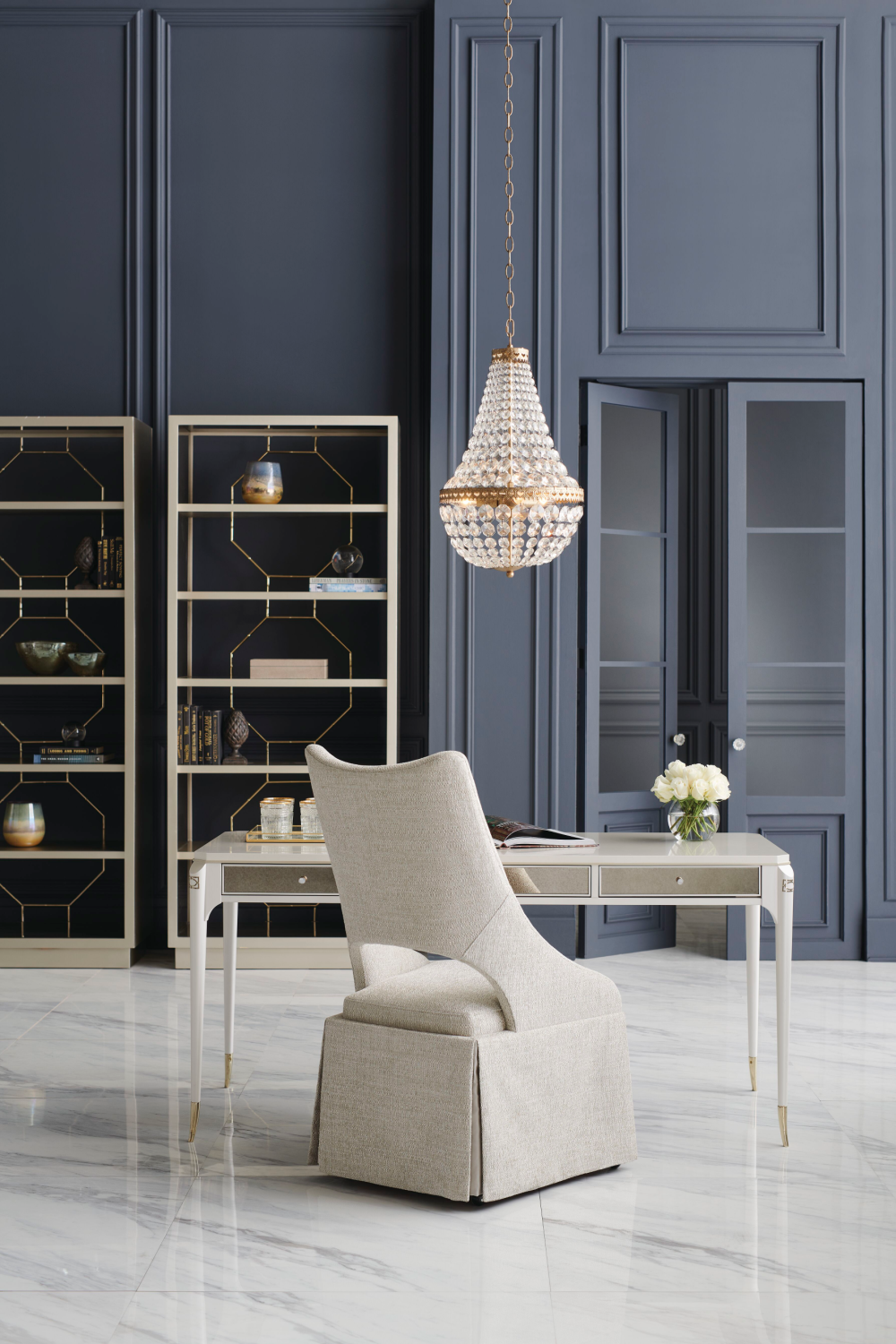   Taupe Metallic Modern Shelf | Oroa.com