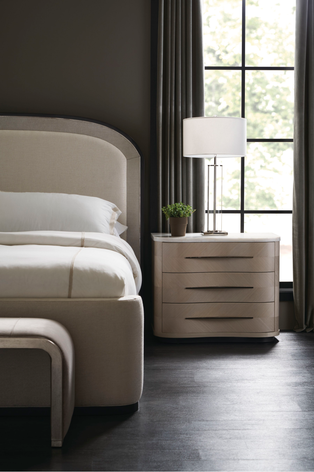   Taupe Velvet Bench | Oroa.com