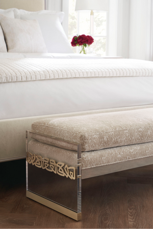   Cream Chenille Modern Bed | Oroa.com