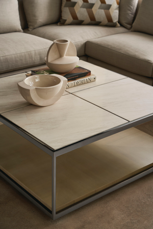   Cream Travertine Cocktail Table | Oroa.com
