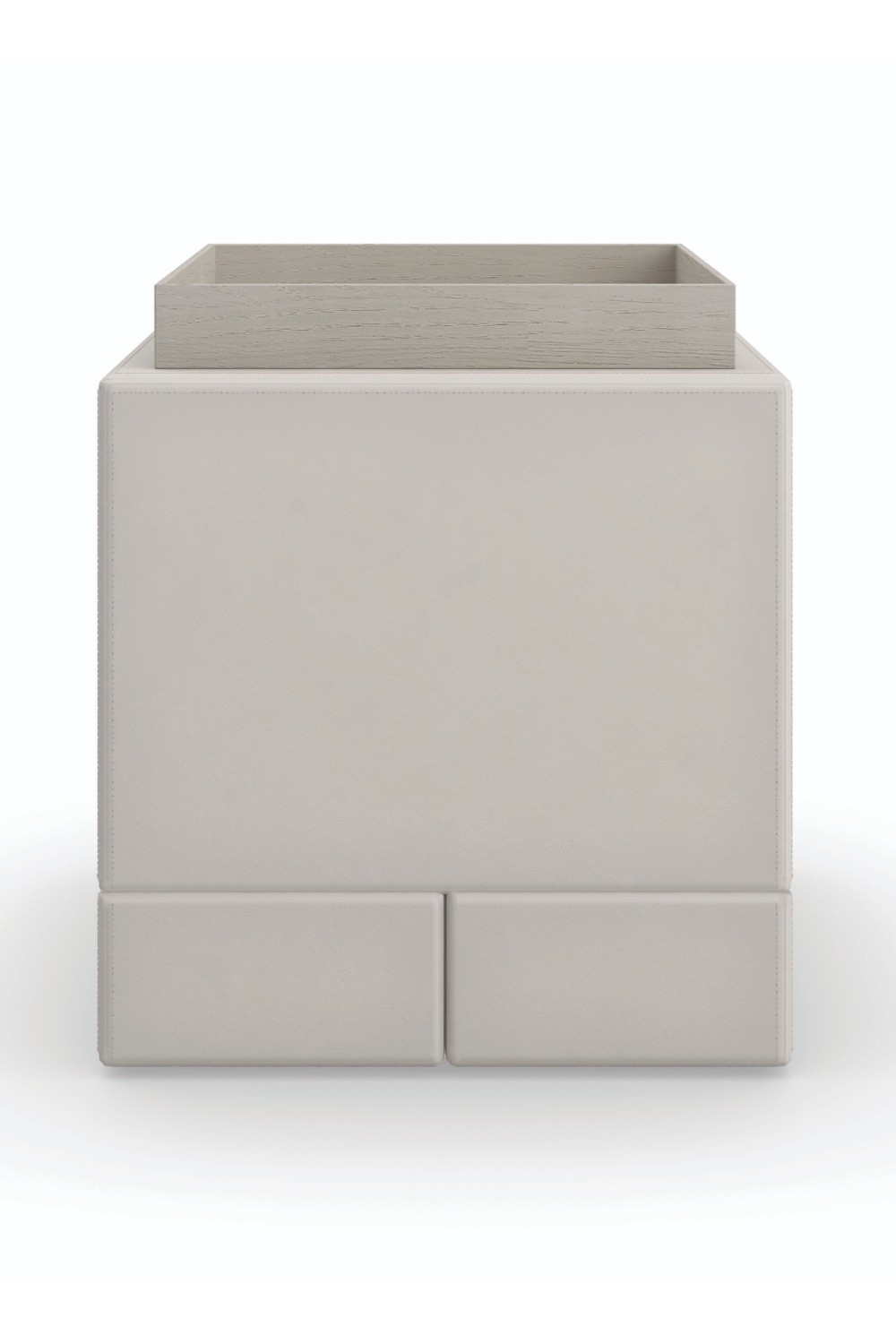   Taupe Leather Side Table | Oroa.com