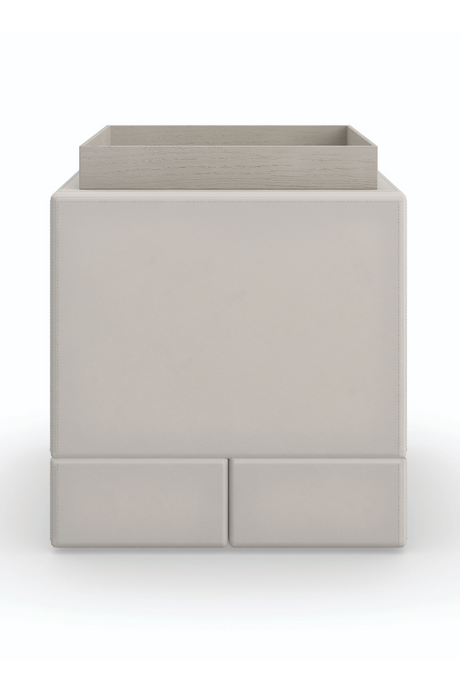   Taupe Leather Side Table | Oroa.com