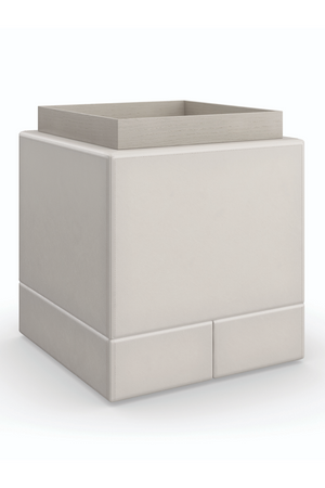   Taupe Leather Side Table | Oroa.com