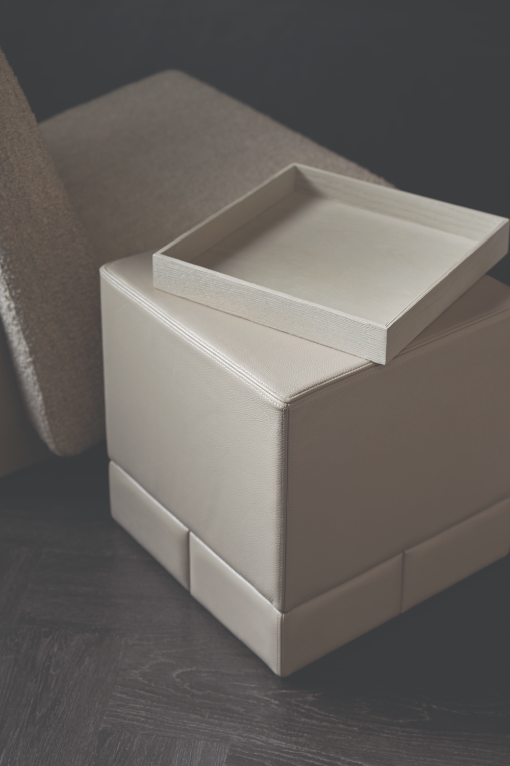   Taupe Leather Side Table | Oroa.com
