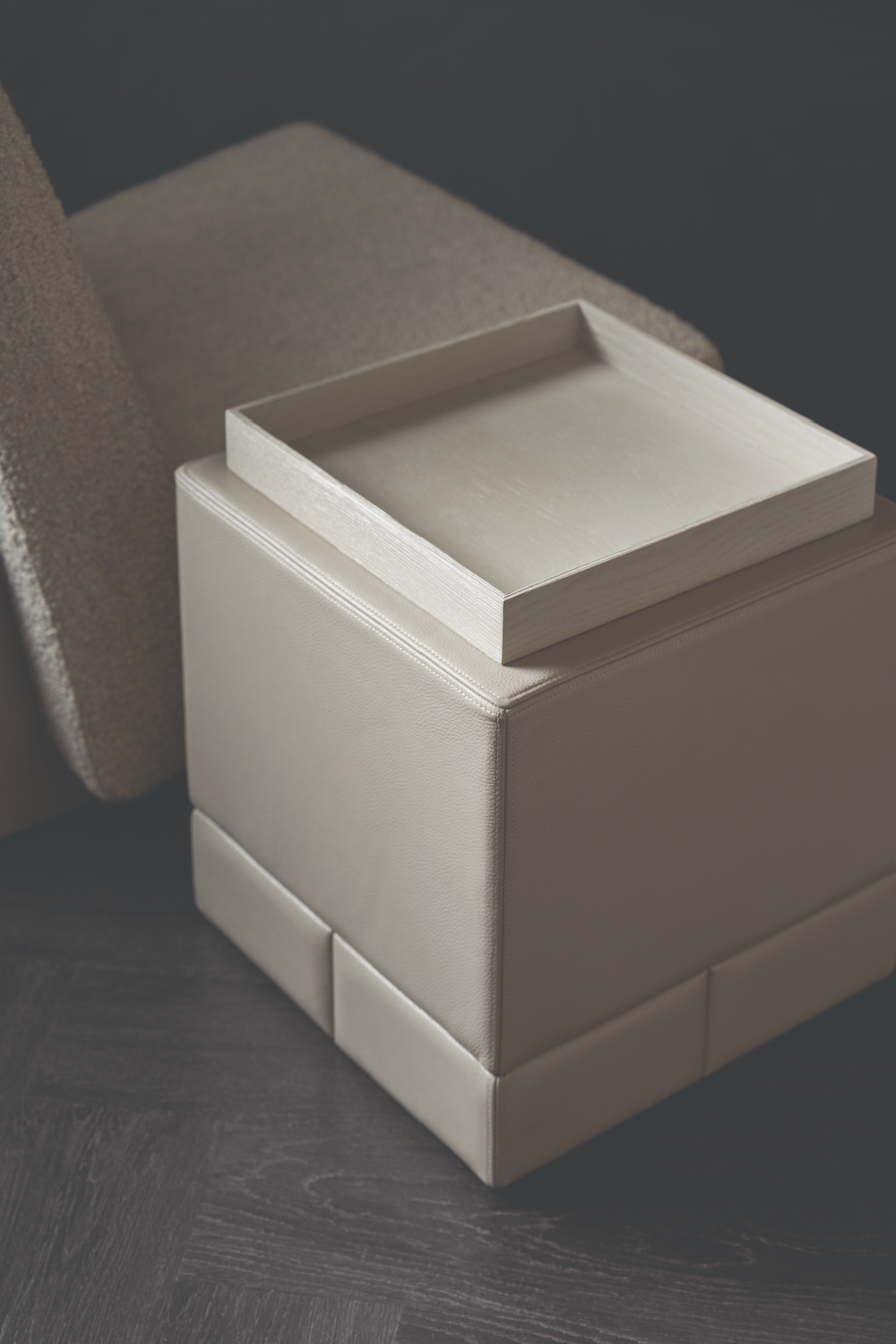   Taupe Leather Side Table | Oroa.com
