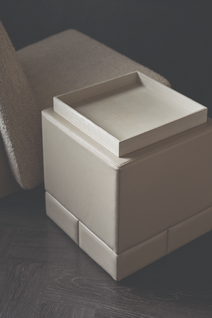  Taupe Leather Side Table | Oroa.com