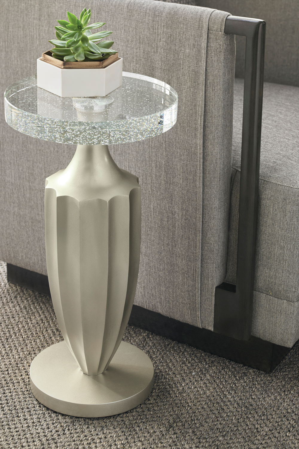   Taupe Fluted Accent Table | Oroa.com