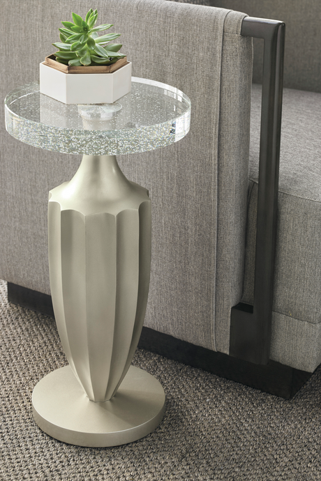   Taupe Fluted Accent Table | Oroa.com