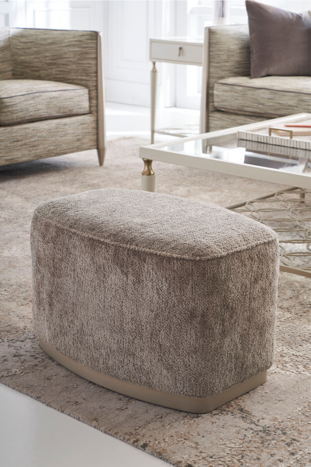   Gray Velvet Ottoman | Oroa.com