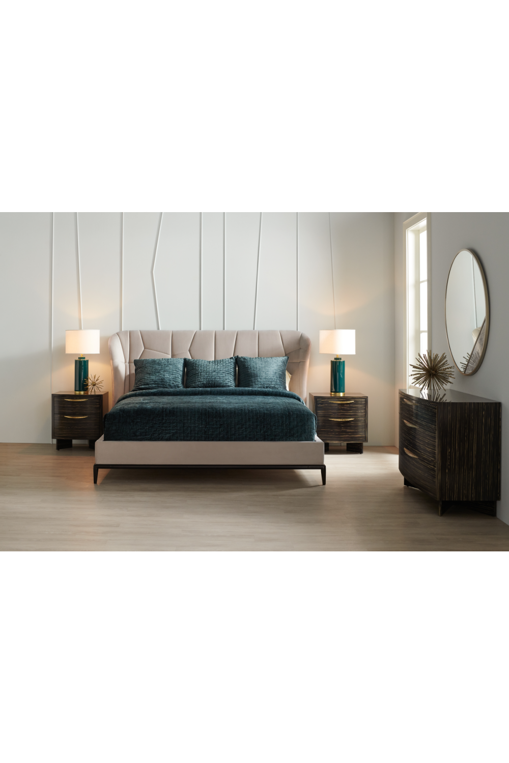   Beige Modern Upholstered California King Bed | Oroa.com