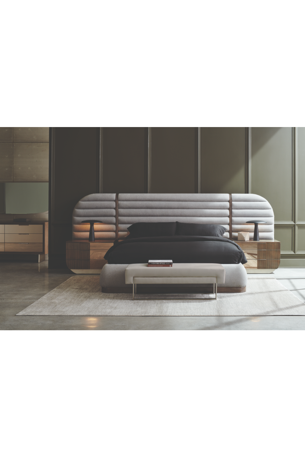   Gray Velvet Modern Bench | Oroa.com