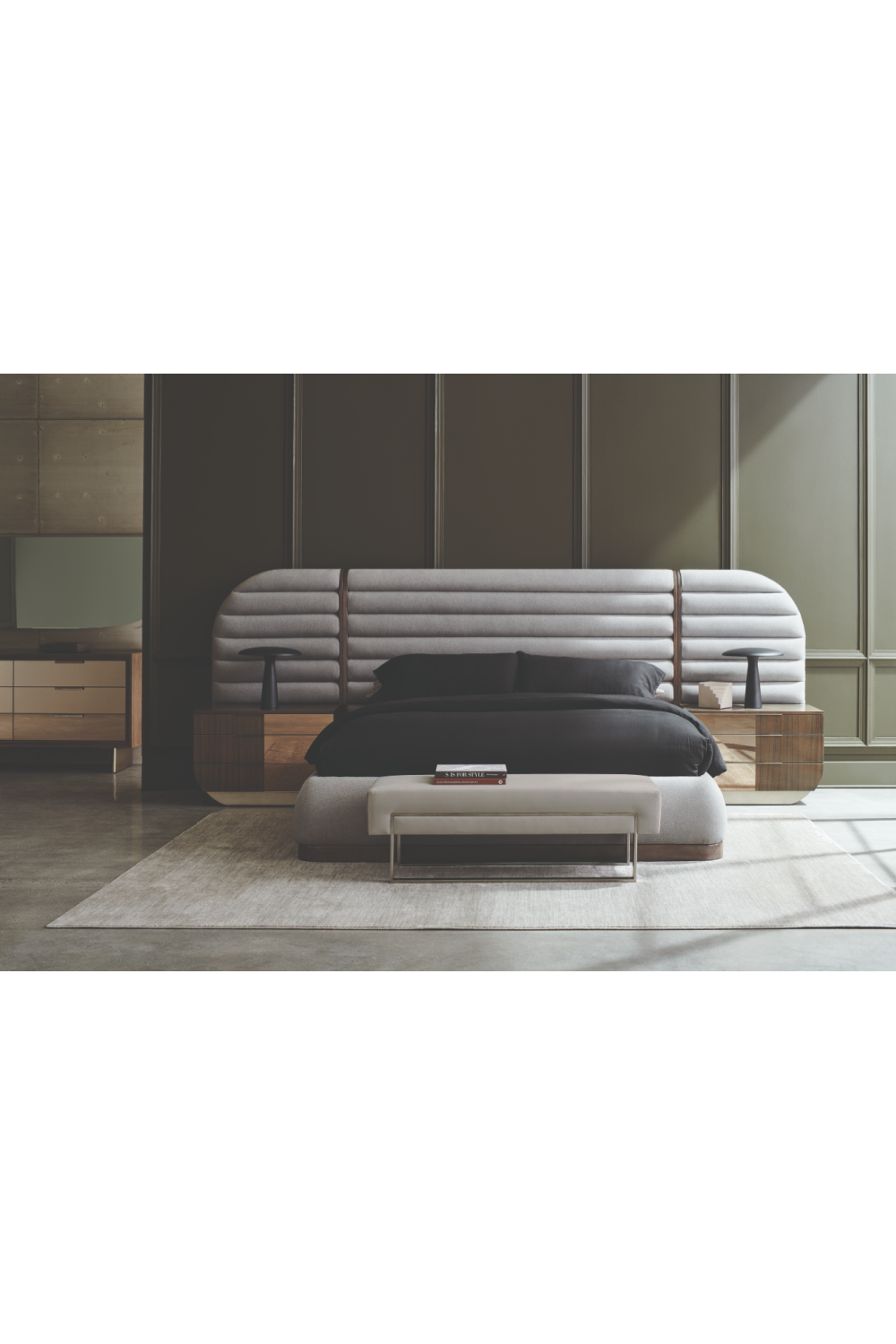   Gray Velvet Modern Bench | Oroa.com