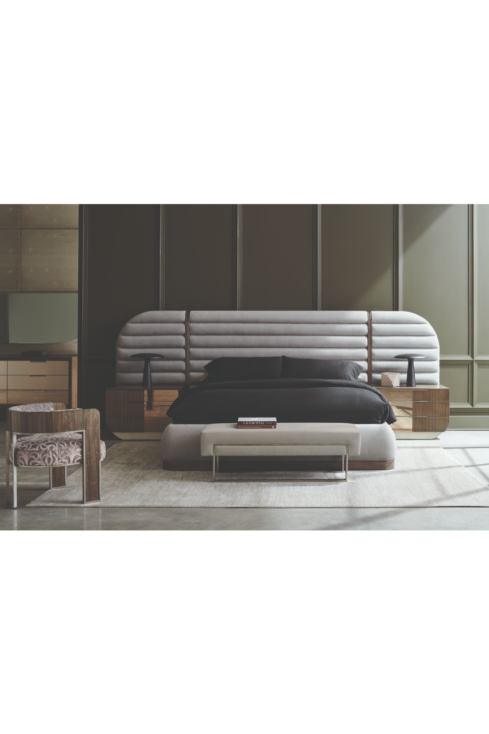   Gray Velvet Modern Bench | Oroa.com