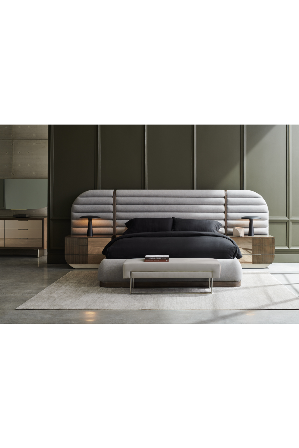   Gray Channeled Panel Bed | Oroa.com