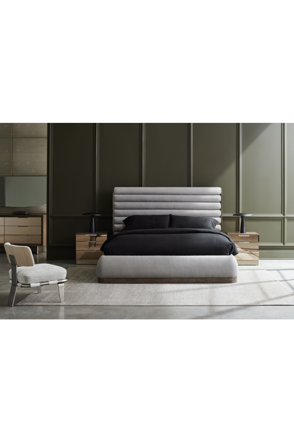   Gray Channeled Panel Bed | Oroa.com