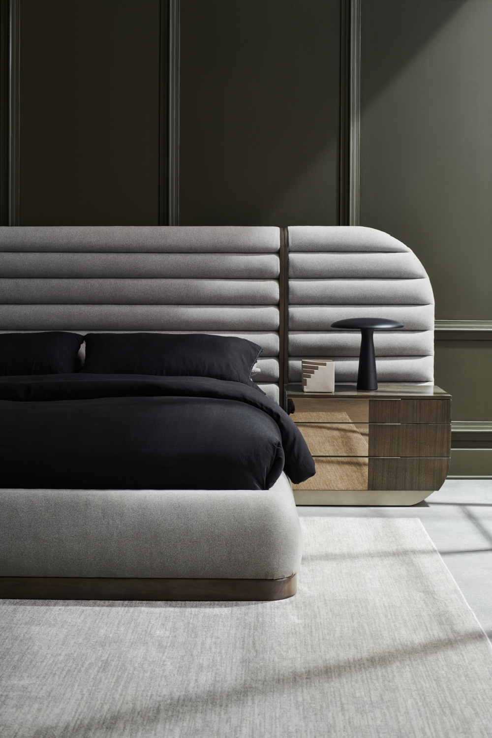   Gray Channeled Panel Bed | Oroa.com