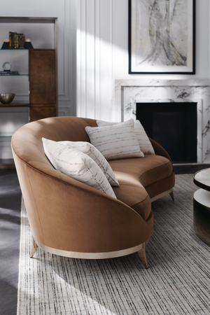   Brown Velvet Curved Sofa | Oroa.com