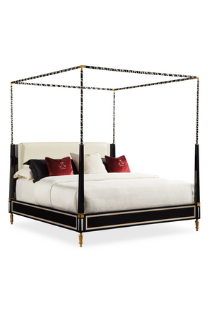   Black Leather Canopy Bed | Oroa.com