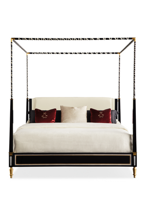   Black Leather Canopy Bed | Oroa.com