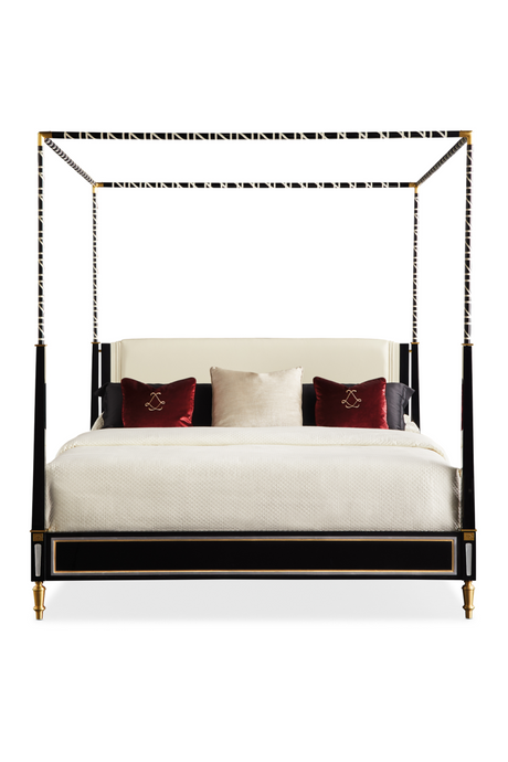   Black Leather Canopy Bed | Oroa.com