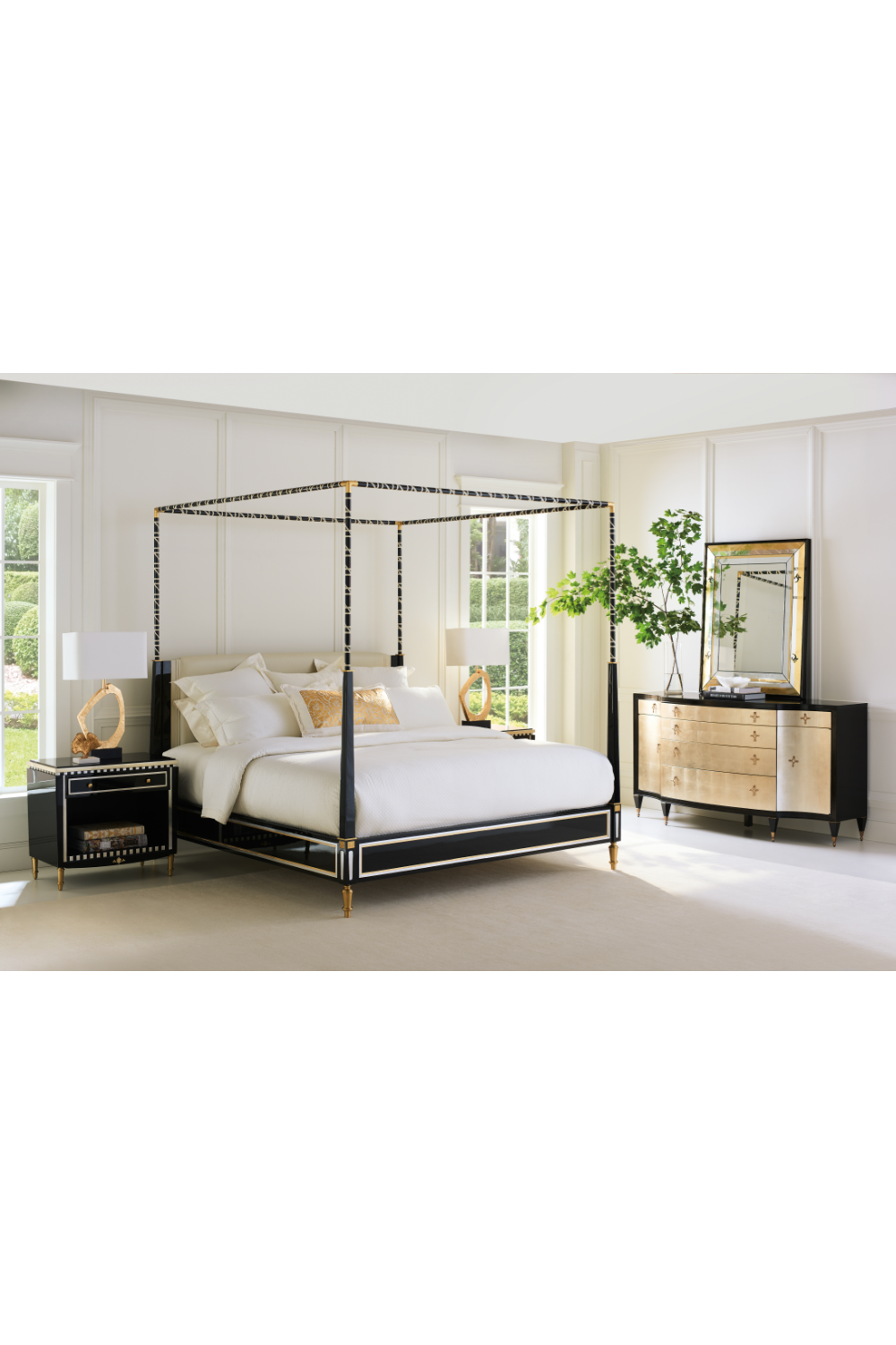   Black Leather Canopy Bed | Oroa.com