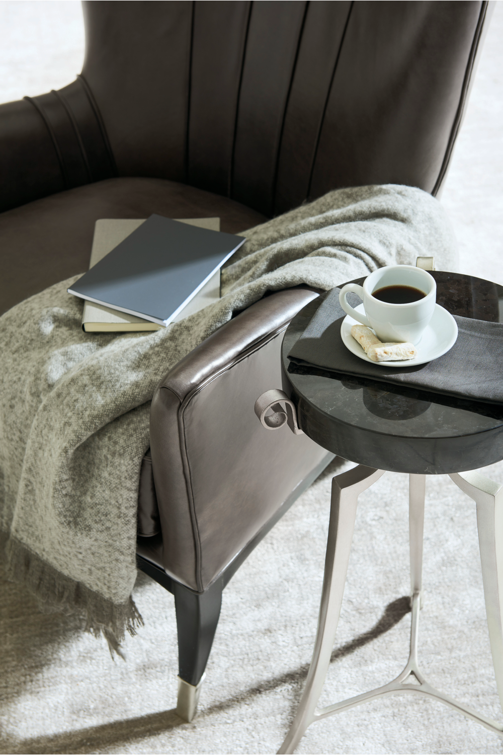   Brown Leather Wingback Chair | Oroa.com