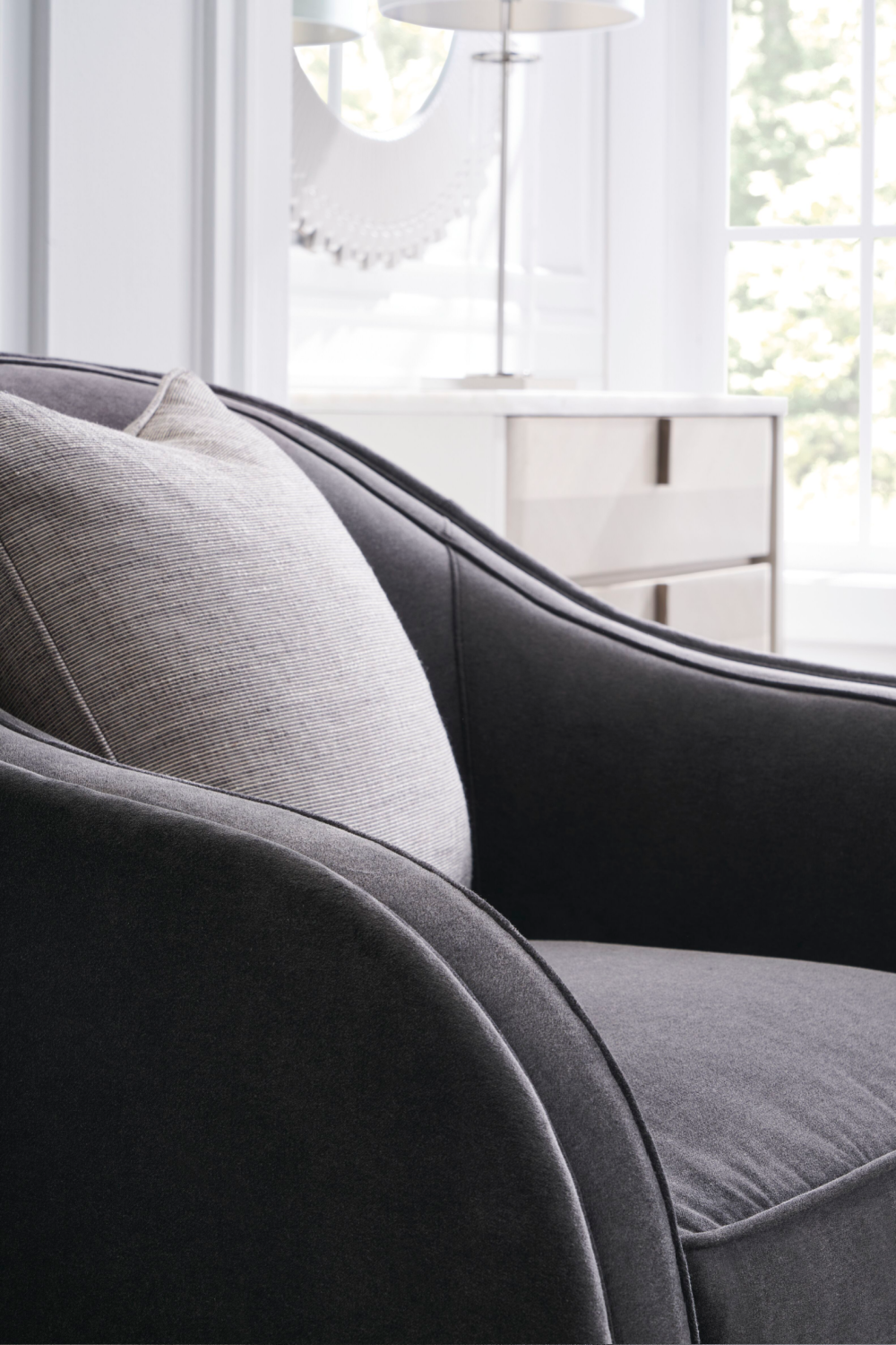   Dark Gray Velvet Club Chair | Oroa.com