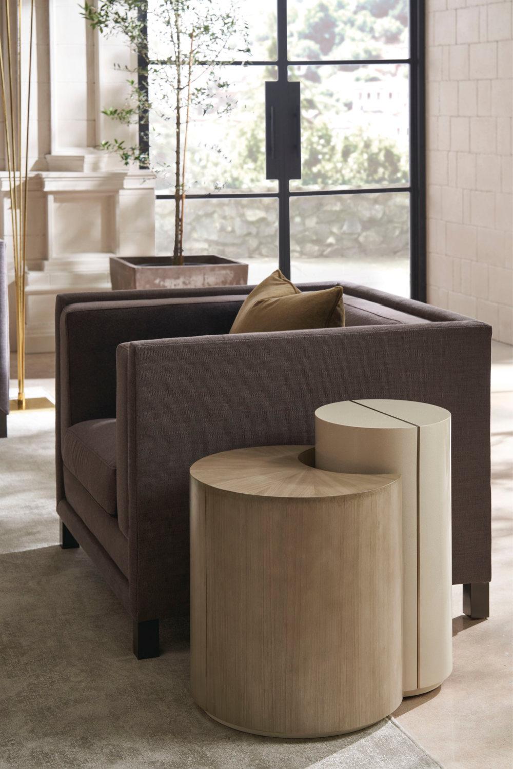   Brown Linen Lounge Chair | Oroa.com