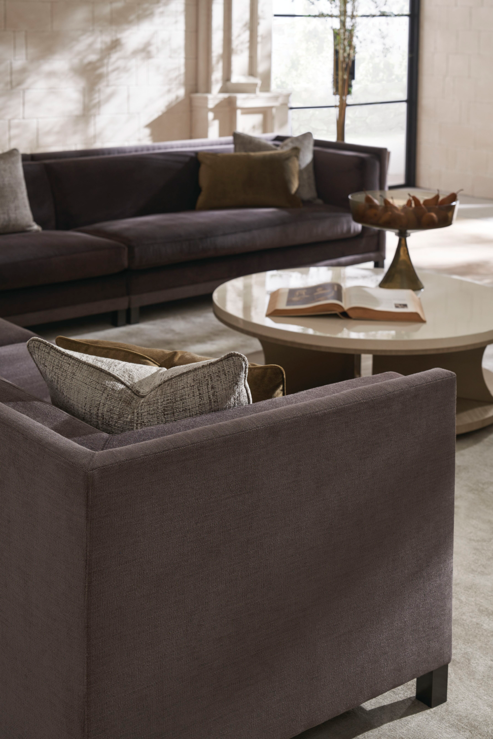   Brown Upholstered Sectional Chair | Oroa.com