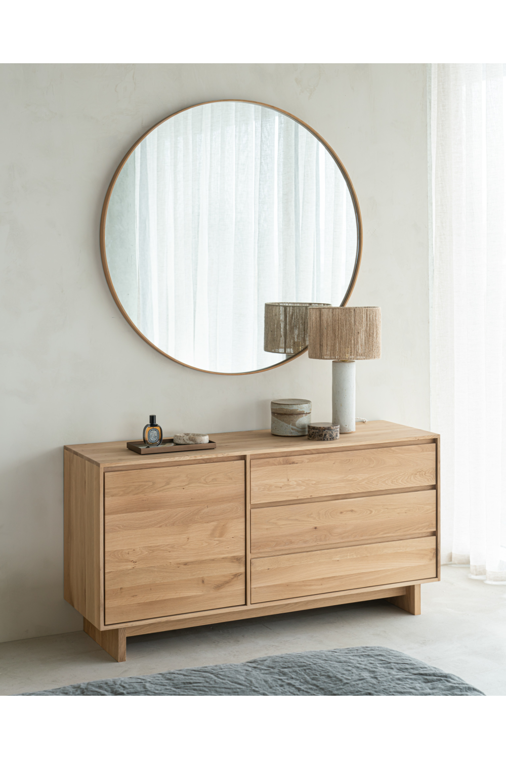   Oak Round Wall Mirror | Oroa.com