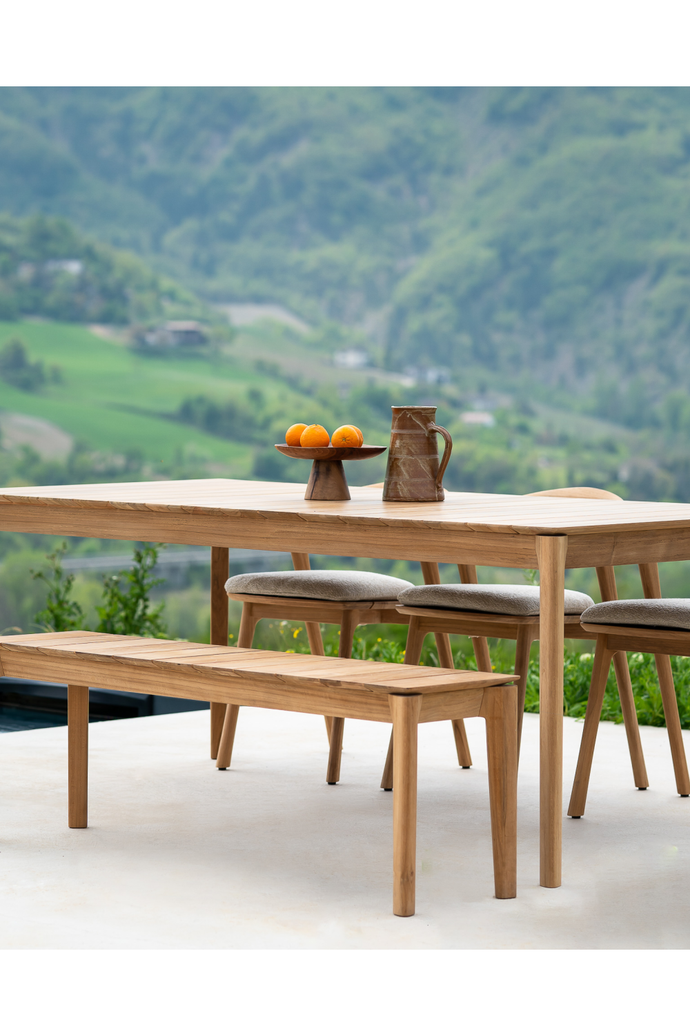   3-Seater Teak Cushioned Outdoor Bench | Oroa.com