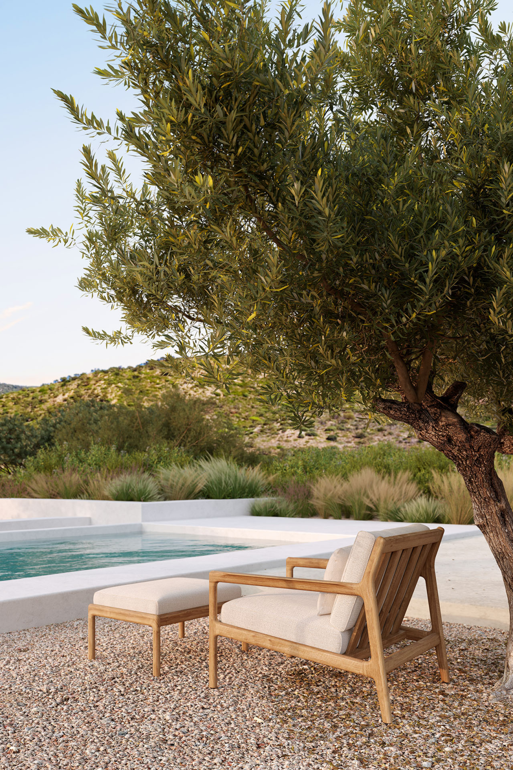   Natural Teak Outdoor Ottoman | Oroa.com