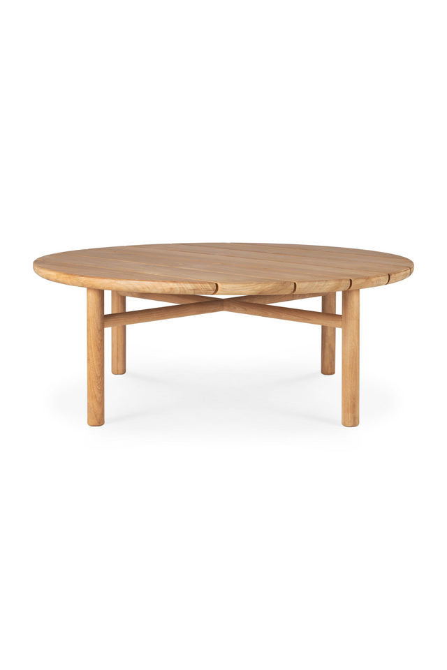Round Slatted Outdoor Coffee Table | Ethnicraft Quatro | Oroa.com