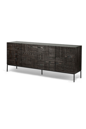   Black Teak Carved Sideboard | Oroa.com